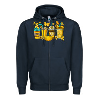 Navy Childhood Cancer coffee cups yellow ribbon Zipper Hoodie - NancyCooperArtShop