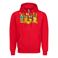 Red Childhood Cancer coffee cups yellow ribbon Zipper Hoodie - NancyCooperArtShop