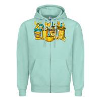 Seafoam Childhood Cancer coffee cups yellow ribbon Zipper Hoodie - NancyCooperArtShop