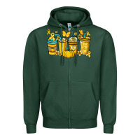 Sports Green Childhood Cancer coffee cups yellow ribbon Zipper Hoodie - NancyCooperArtShop