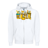 White Childhood Cancer coffee cups yellow ribbon Zipper Hoodie - NancyCooperArtShop