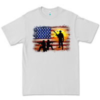 American Flag Soldier Sunset Premium Tee | Teevron