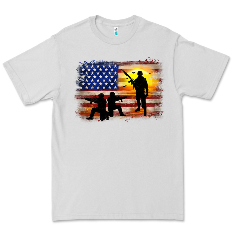 American Flag Soldier Sunset Premium Tee by JahusDesignShop | Teevron