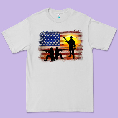 American Flag Soldier Sunset Premium Tee Designed By Jahusdesignshop