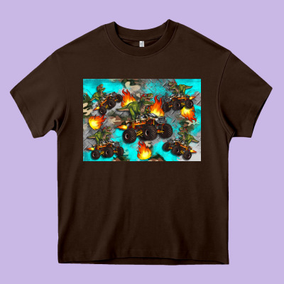 Dinosaur Monster Truck Heavy Core Tee Designed By Artiststas