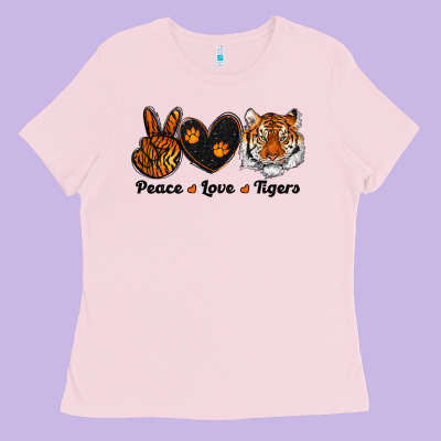 Peace Love Tigers Ladies Tee Designed By Ranaportraitstore