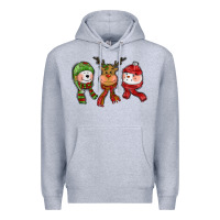 Heather Grey christmas reindeer polar bear snowman Premium Hoodie - CowGirlArtShop
