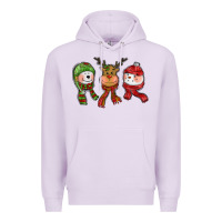 Lilac christmas reindeer polar bear snowman Premium Hoodie - CowGirlArtShop