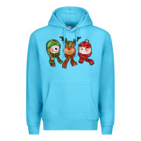 Ocean Blue christmas reindeer polar bear snowman Premium Hoodie - CowGirlArtShop