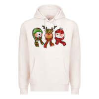 Pale Pink christmas reindeer polar bear snowman Premium Hoodie - CowGirlArtShop