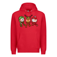 Red christmas reindeer polar bear snowman Premium Hoodie - CowGirlArtShop