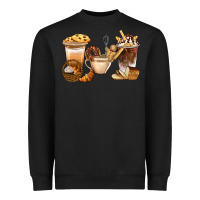 Black Bakery Coffee Cups With Cookie Bbs Heavyweight Sweatshirt - BundleAndBundleShop