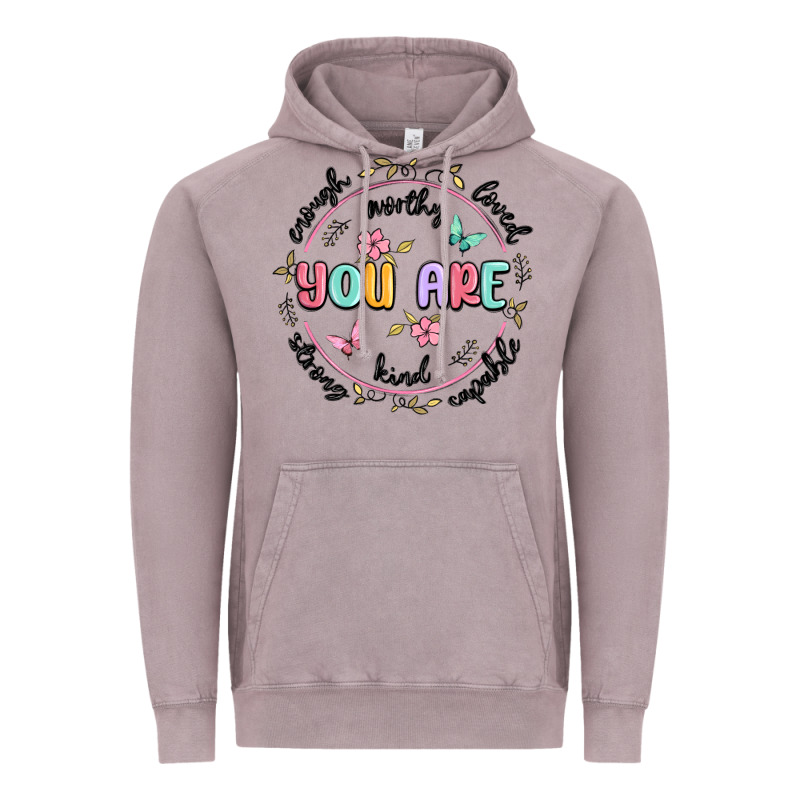 You Are Enough Vintage Hoodie by MaliasSmallBusiness | Teevron