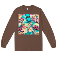 Chestnut hand cream and nail tools with serape and glitter seamless pattern bbs Long Sleeve Tee - BundleAndBundleShop