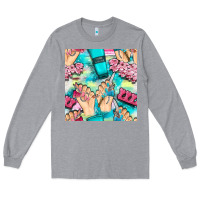 Heather Grey hand cream and nail tools with serape and glitter seamless pattern bbs Long Sleeve Tee - BundleAndBundleShop