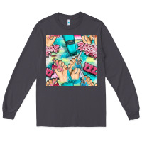 Smoke hand cream and nail tools with serape and glitter seamless pattern bbs Long Sleeve Tee - BundleAndBundleShop