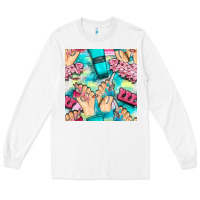 Hand Cream And Nail Tools With Serape And Glitter Seamless Pattern Bbs Long Sleeve Tee | Teevron
