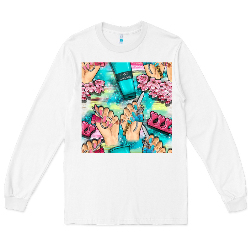 Hand Cream And Nail Tools With Serape And Glitter Seamless Pattern Bbs Long Sleeve Tee by BundleAndBundleShop | Teevron