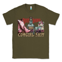 Army Green busy doing cowgirl shit liquor boots cigarette Classic Tee - NancyCooperArtShop