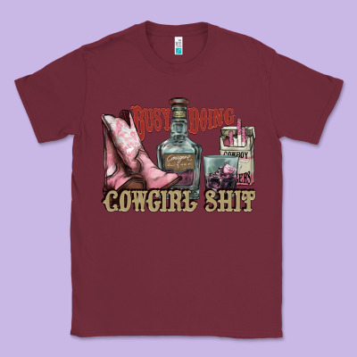 Busy Doing Cowgirl Shit Liquor Boots Cigarette Classic Tee Designed By Nancycooperartshop