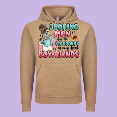 Judging Men By The Standards Of My Book Boyfriends Vintage Hoodie Designed By Maliassmallbusiness