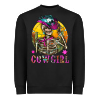 Black Cowgirl Skeleton With Landscape Heavyweight Sweatshirt - BundleAndBundleShop