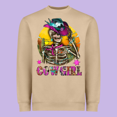 Cowgirl Skeleton With Landscape Heavyweight Sweatshirt Designed By Bundleandbundleshop