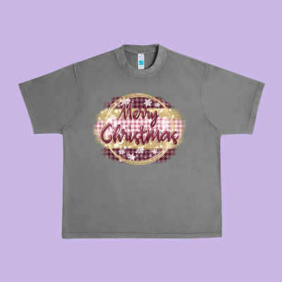 Merry Christmas Pink Urban Heavy Tee Designed By Maliassmallbusiness