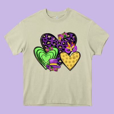 Hearts Mardi Gras Heavy Core Tee Designed By Jahusdesignshop