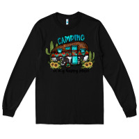 Black camping is my happy place2 Long Sleeve Tee - JahusDesignShop