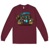 Burgundy camping is my happy place2 Long Sleeve Tee - JahusDesignShop