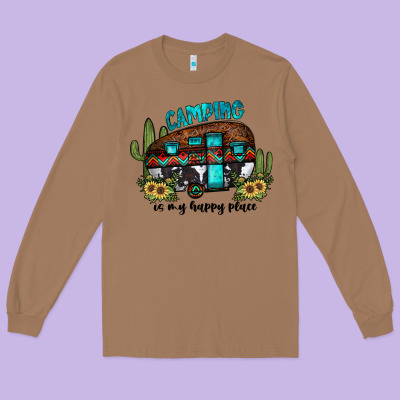 Camping Is My Happy Place2 Long Sleeve Tee Designed By Jahusdesignshop