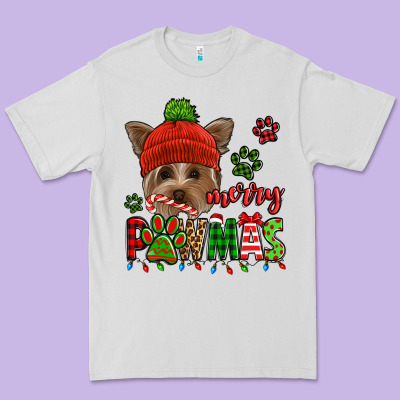 Merry Pawmas Christmas Yorkie Premium Tee Designed By Jasminsmagicworld