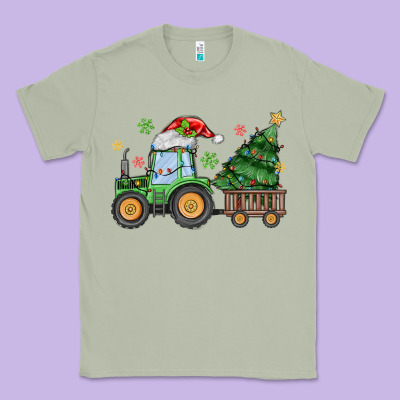 Christmas Tractor Classic Tee Designed By Maliassmallbusiness