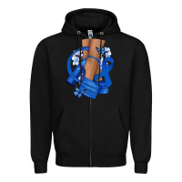 Black Colon Cancer diva blue ribbon Zipper Hoodie - NancyCooperArtShop