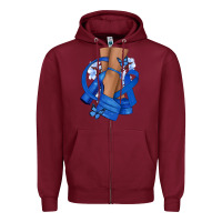 Burgundy Colon Cancer diva blue ribbon Zipper Hoodie - NancyCooperArtShop