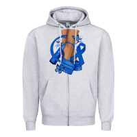Heather Grey Colon Cancer diva blue ribbon Zipper Hoodie - NancyCooperArtShop