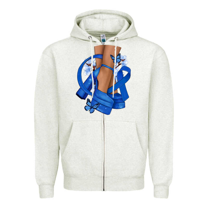 Colon Cancer Diva Blue Ribbon Zipper Hoodie by NancyCooperArtShop | Teevron