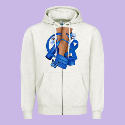 Colon Cancer Diva Blue Ribbon Zipper Hoodie Designed By Nancycooperartshop