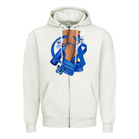 Oatmeal Heather Colon Cancer diva blue ribbon Zipper Hoodie - NancyCooperArtShop