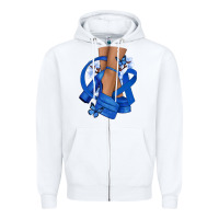 White Colon Cancer diva blue ribbon Zipper Hoodie - NancyCooperArtShop
