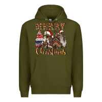 Army Green merry christmas trees Premium Hoodie - CowGirlArtShop