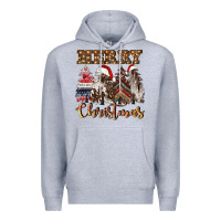 Heather Grey merry christmas trees Premium Hoodie - CowGirlArtShop