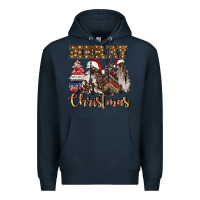 Navy merry christmas trees Premium Hoodie - CowGirlArtShop