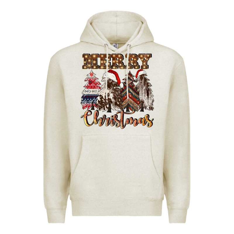 Merry Christmas Trees Premium Hoodie by CowGirlArtShop | Teevron