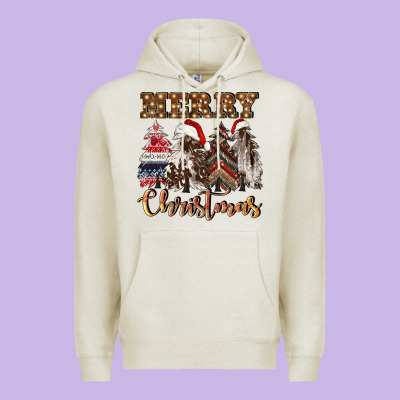 Merry Christmas Trees Premium Hoodie Designed By Cowgirlartshop