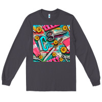 Smoke nail art tools and hand cream with serape and turquoise glitter seamle Long Sleeve Tee - BundleAndBundleShop