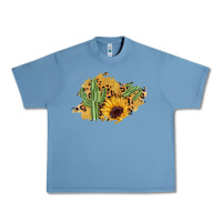 Pebble Blue cactus leopard sunflower glitter  patch Urban Heavy Tee - AdoDesignShop