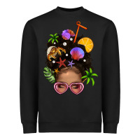 Black Beach Hair Afro Messy Bun Bbs Heavyweight Sweatshirt - BundleAndBundleShop