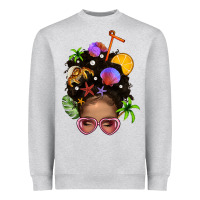Heather Grey Beach Hair Afro Messy Bun Bbs Heavyweight Sweatshirt - BundleAndBundleShop